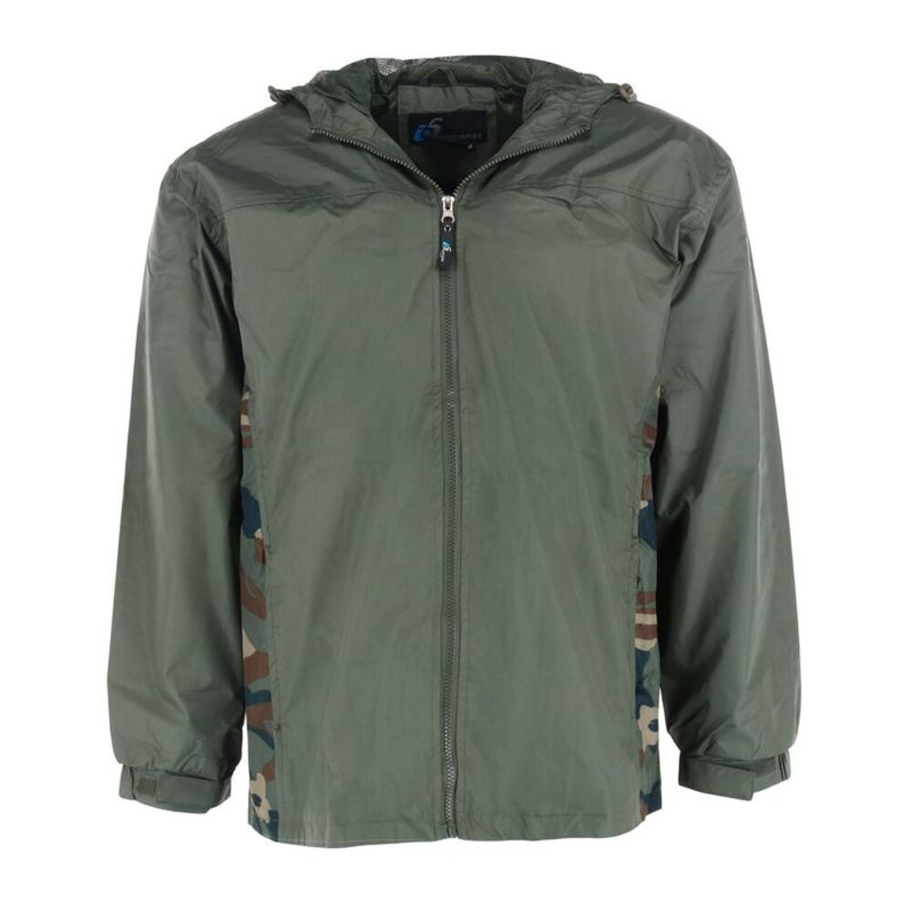 I5 Apparel Men's Hooded Windbreaker Rain Jacket with Camo Side Panel